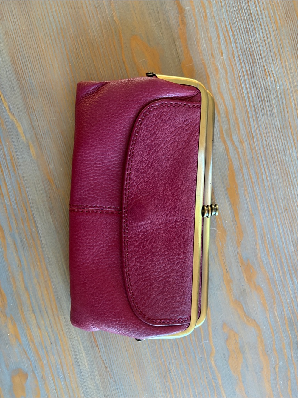 HOBO Berry Leather Wallet/Clutch with Gold Frame